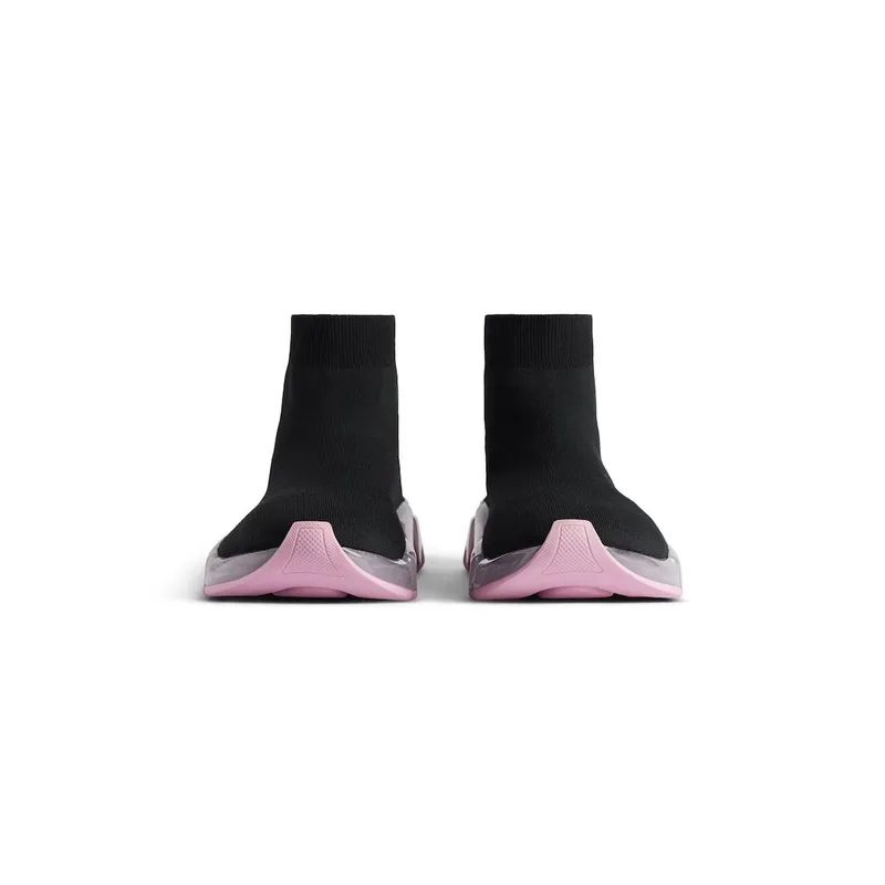 Balenciaga Women’s Speed 2.0 Full Clear Sole Recycled Knit Sneaker In Black / Rose Black / Rose (617196W2DC41050)