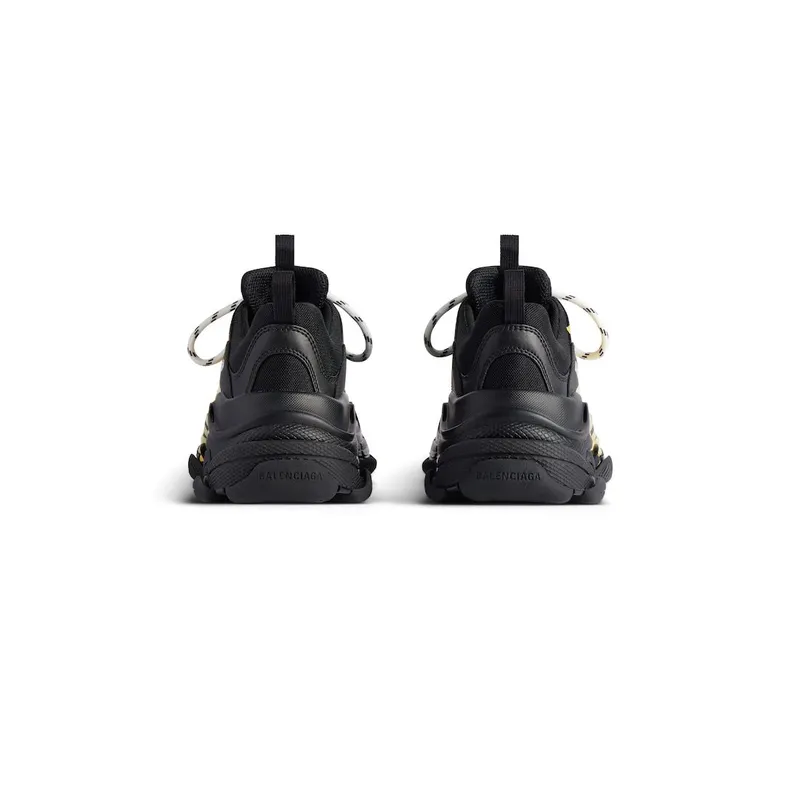 Balenciaga Men’s Triple S Tape Type Sneaker In Black / Yellow Black / Yellow (536737WTRST1070)