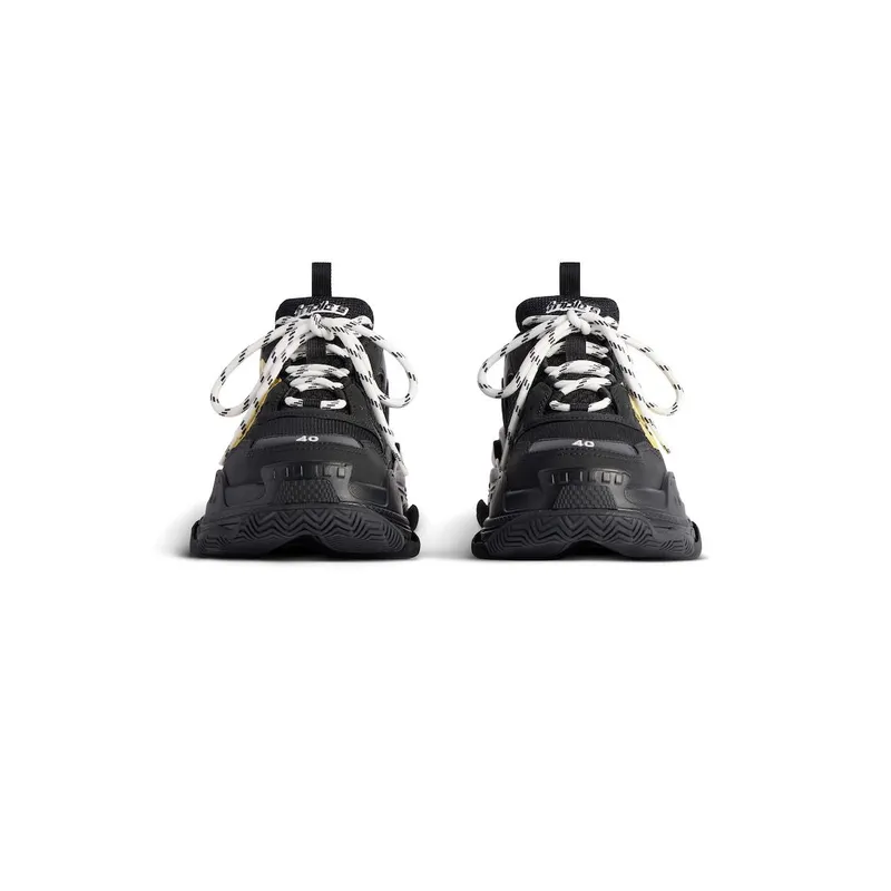 Balenciaga Men’s Triple S Tape Type Sneaker In Black / Yellow Black / Yellow (536737WTRST1070)
