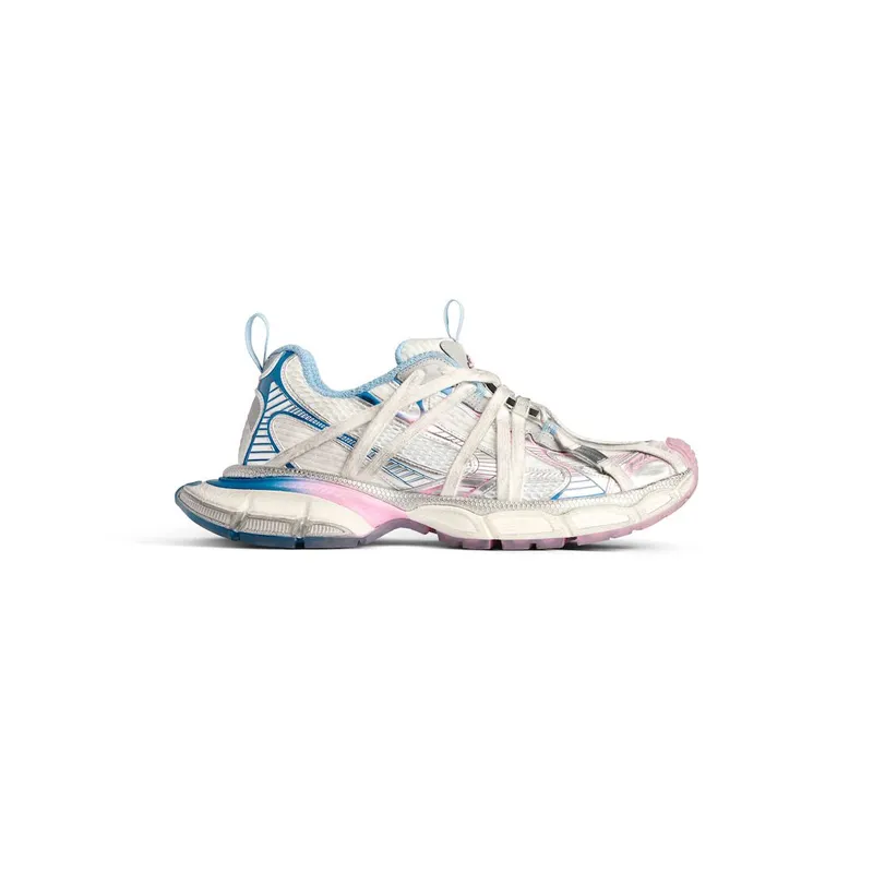 Balenciaga Women’s 3xl Extreme Laces B Sneaker In White / Grey / Blue / Pink White / Grey / Blue / Pink (825599W3XCH9145)
