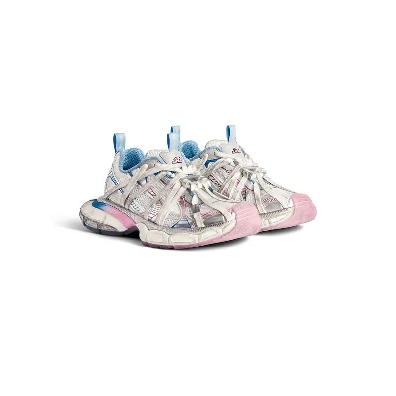 Balenciaga Women’s 3xl Extreme Laces B Sneaker In White / Grey / Blue / Pink White / Grey / Blue / Pink (825599W3XCH9145)
