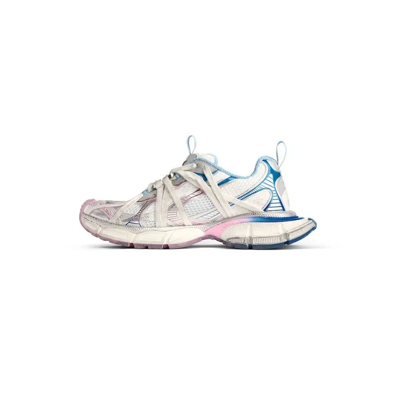Balenciaga Women’s 3xl Extreme Laces B Sneaker In White / Grey / Blue / Pink White / Grey / Blue / Pink (825599W3XCH9145)