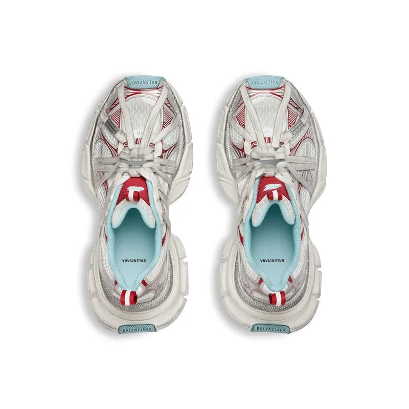 Balenciaga Men’s 3xl Extreme Laces B Sneaker In White / Red / Turquoise / Grey White / Red / Turquoise / Grey (825601W3XCH1614)