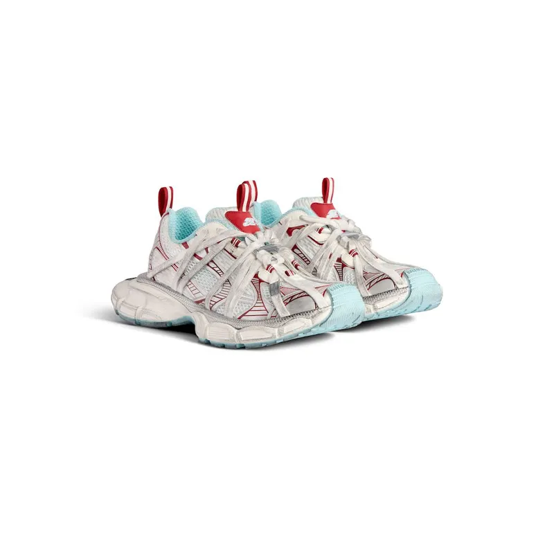 Balenciaga Men’s 3xl Extreme Laces B Sneaker In White / Red / Turquoise / Grey White / Red / Turquoise / Grey (825601W3XCH1614)