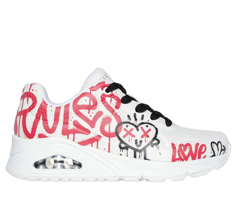Skechers Uno – Graffiti Love – Wit / Rood / Zwart (177082-WRBK)