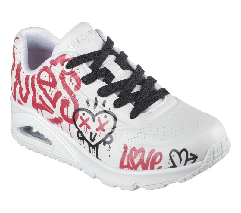 Skechers Uno – Graffiti Love – Wit / Rood / Zwart (177082-WRBK)