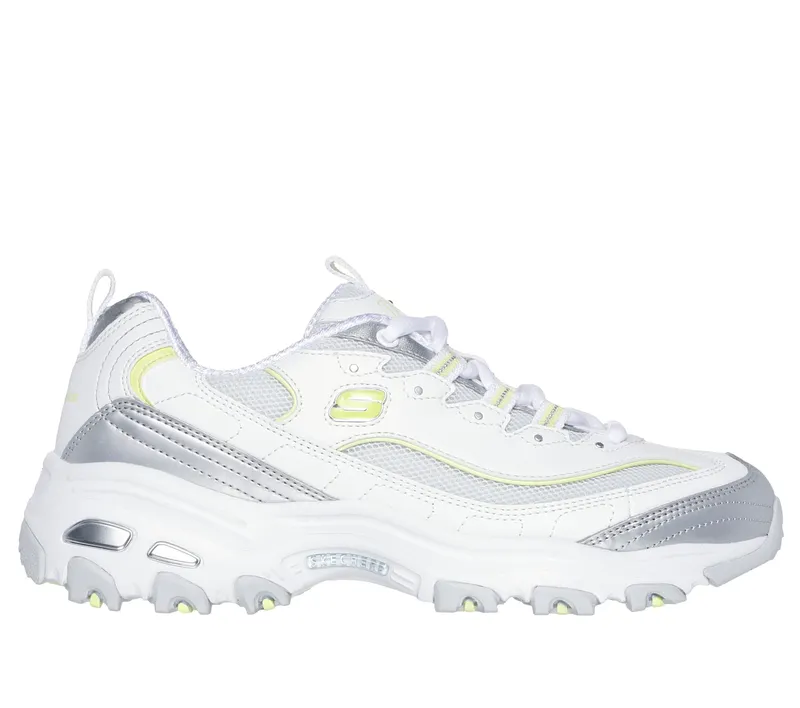 Skechers D’Lites – Chromatic – Wit / Zilver / Limoen (150246-WSLM)