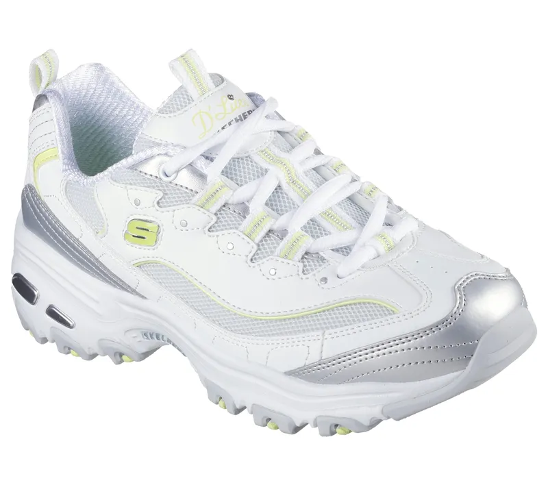 Skechers D’Lites – Chromatic – Wit / Zilver / Limoen (150246-WSLM)