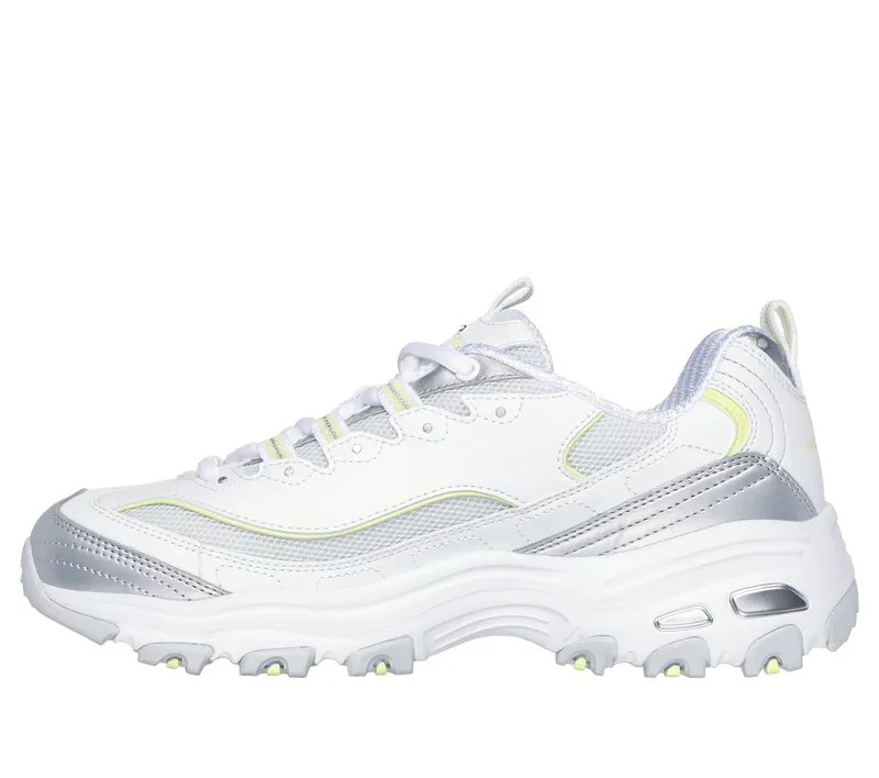 Skechers D’Lites – Chromatic – Wit / Zilver / Limoen (150246-WSLM)