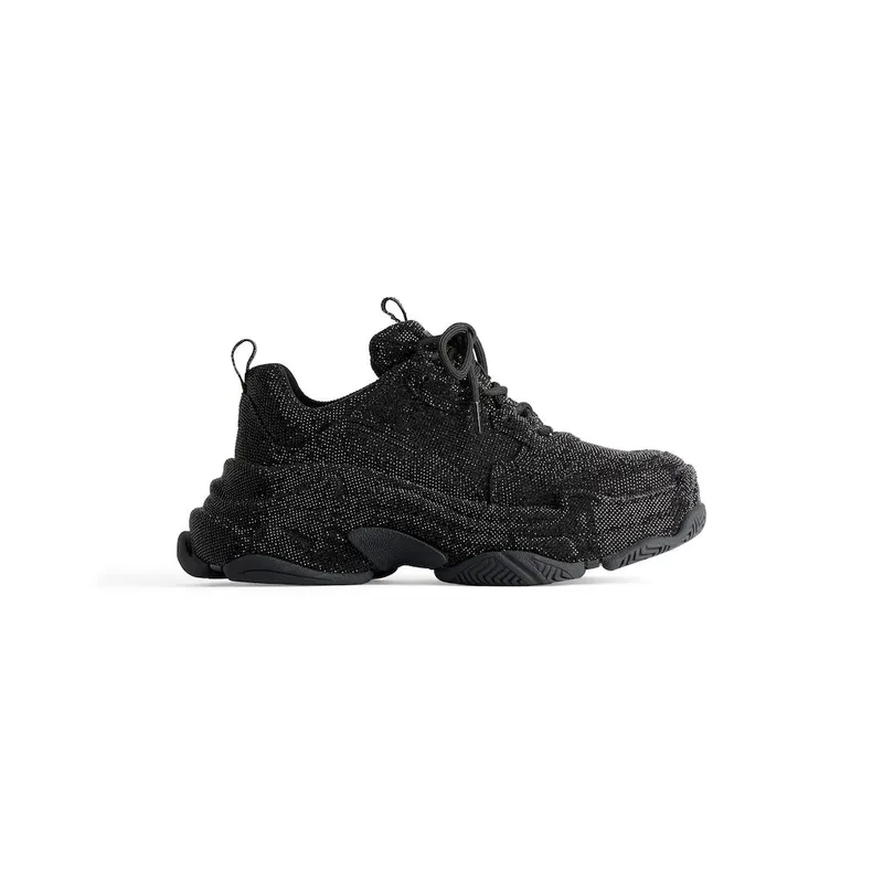 Balenciaga Women’s Triple S Sneaker With Rhinestones In Black Black (524039W2TST1000)