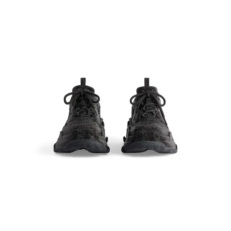 Balenciaga Women’s Triple S Sneaker With Rhinestones In Black Black (524039W2TST1000)
