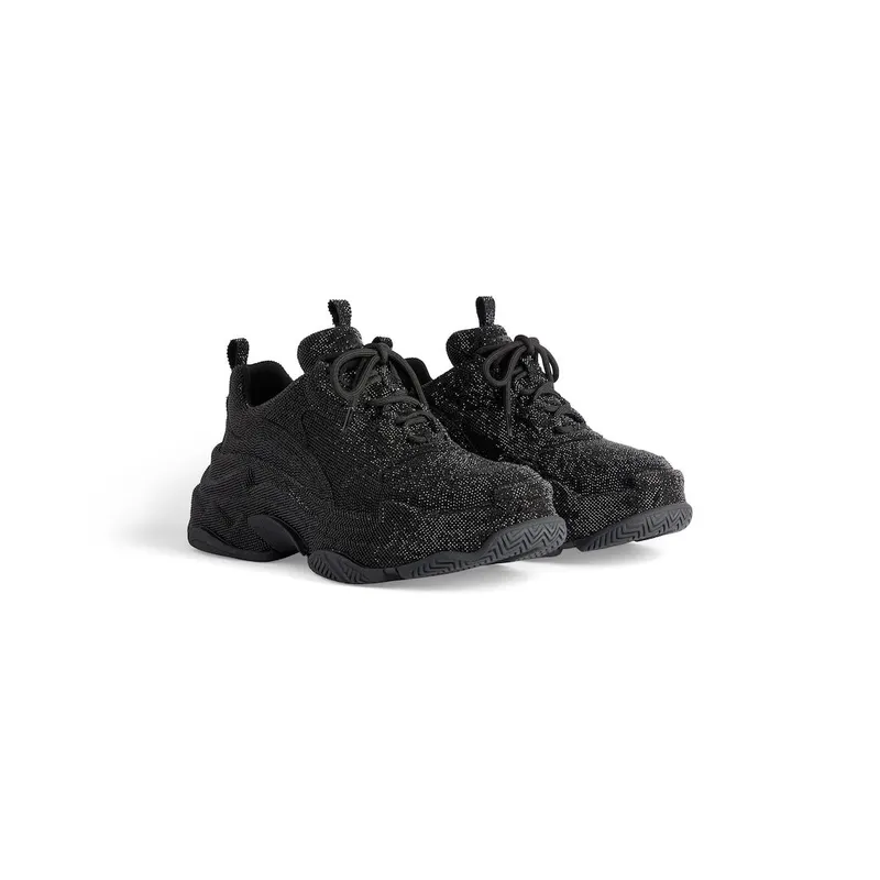 Balenciaga Women’s Triple S Sneaker With Rhinestones In Black Black (524039W2TST1000)
