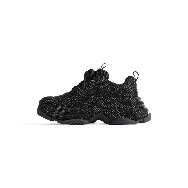 Balenciaga Women’s Triple S Sneaker With Rhinestones In Black Black (524039W2TST1000)