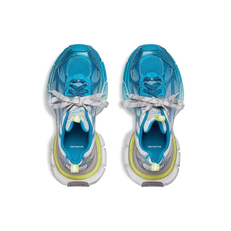 Balenciaga Men’s 3xl Toe Spray Sneaker In White / Blue / Yellow White / Blue / Yellow (734734W3XTS9479)