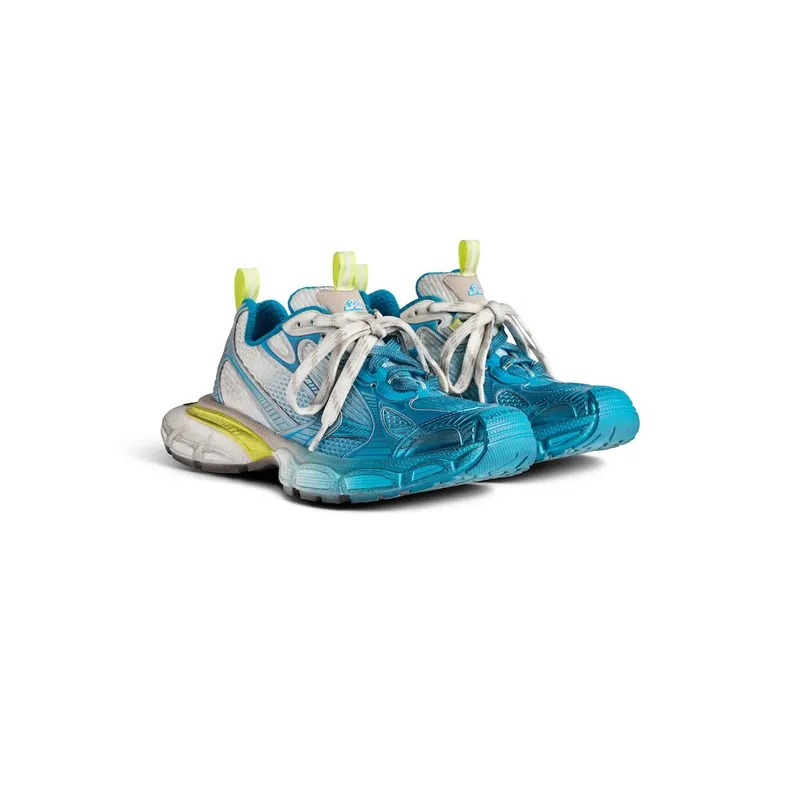 Balenciaga Men’s 3xl Toe Spray Sneaker In White / Blue / Yellow White / Blue / Yellow (734734W3XTS9479)