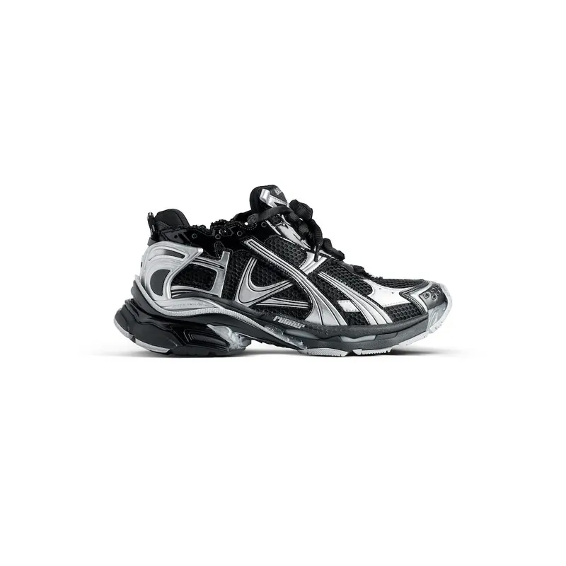Balenciaga Men’s Runner Sneaker In Black / Silver Black / Silver (772774W3RMU1100)