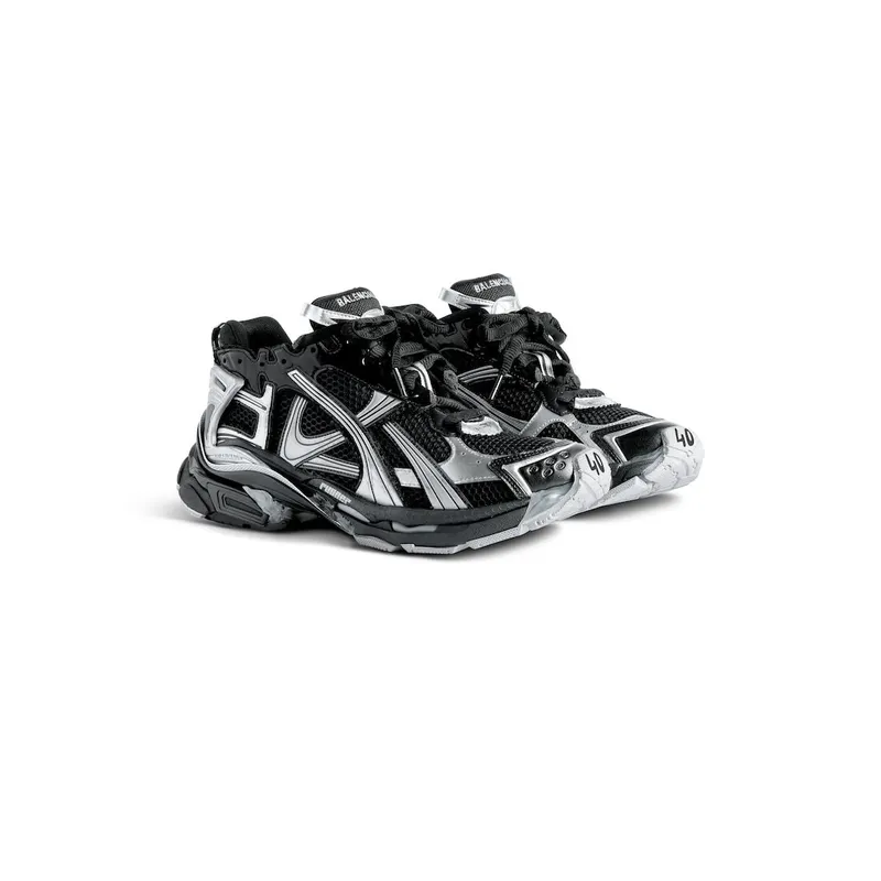 Balenciaga Men’s Runner Sneaker In Black / Silver Black / Silver (772774W3RMU1100)