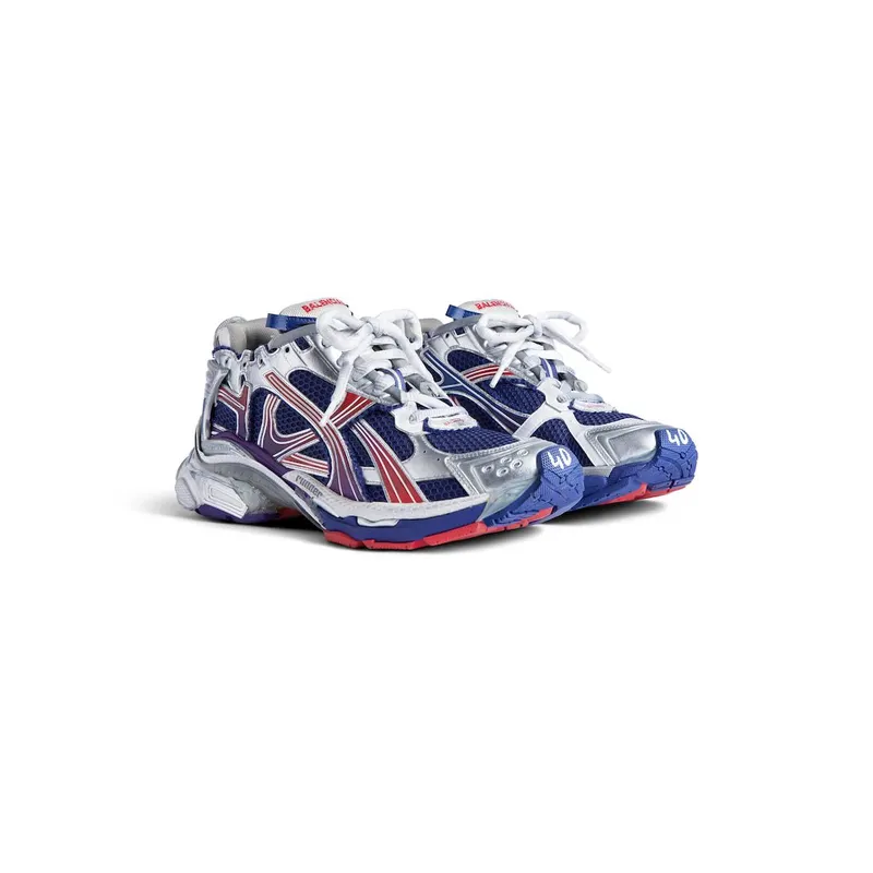 Balenciaga Men’s Runner Gradient Sneaker In Navy / Red / Grey Navy / Red / Grey (772774WRUNG4610)