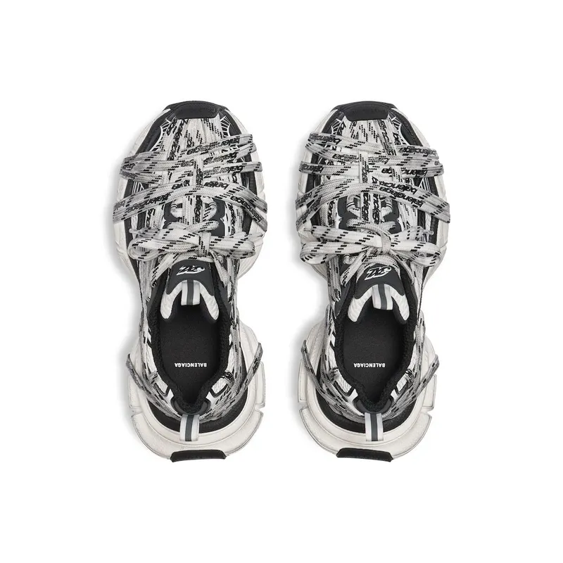 Balenciaga Women’s 3xl Extreme Laces Logo Sneaker In White / Black White / Black (825598W3XHL9010)