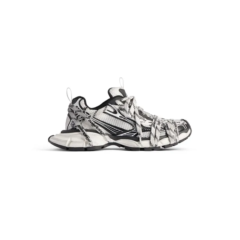 Balenciaga Women’s 3xl Extreme Laces Logo Sneaker In White / Black White / Black (825598W3XHL9010)