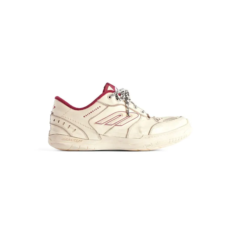 Balenciaga Women’s Hamptons Medium Worn-out Sneaker In Off White / Red Off White / Red (841763WCURS9960)