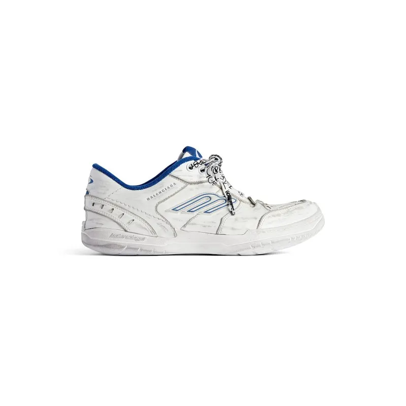 Balenciaga Men’s Hamptons Worn-out Sneaker In White / Dark Blue / Grey White / Dark Blue / Grey (841765WCURB9141)