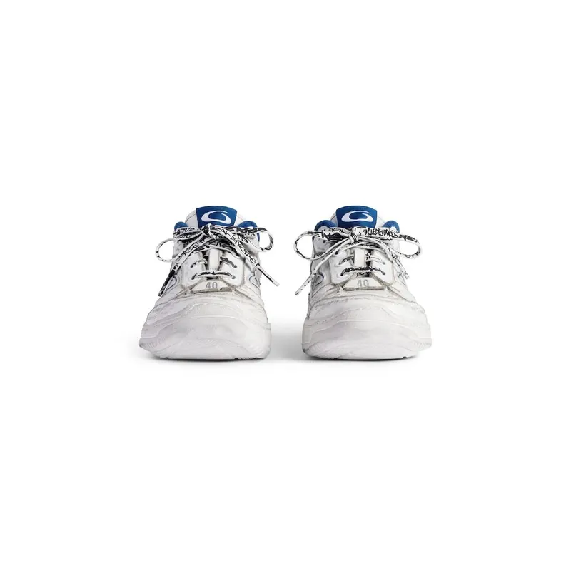 Balenciaga Men’s Hamptons Worn-out Sneaker In White / Dark Blue / Grey White / Dark Blue / Grey (841765WCURB9141)