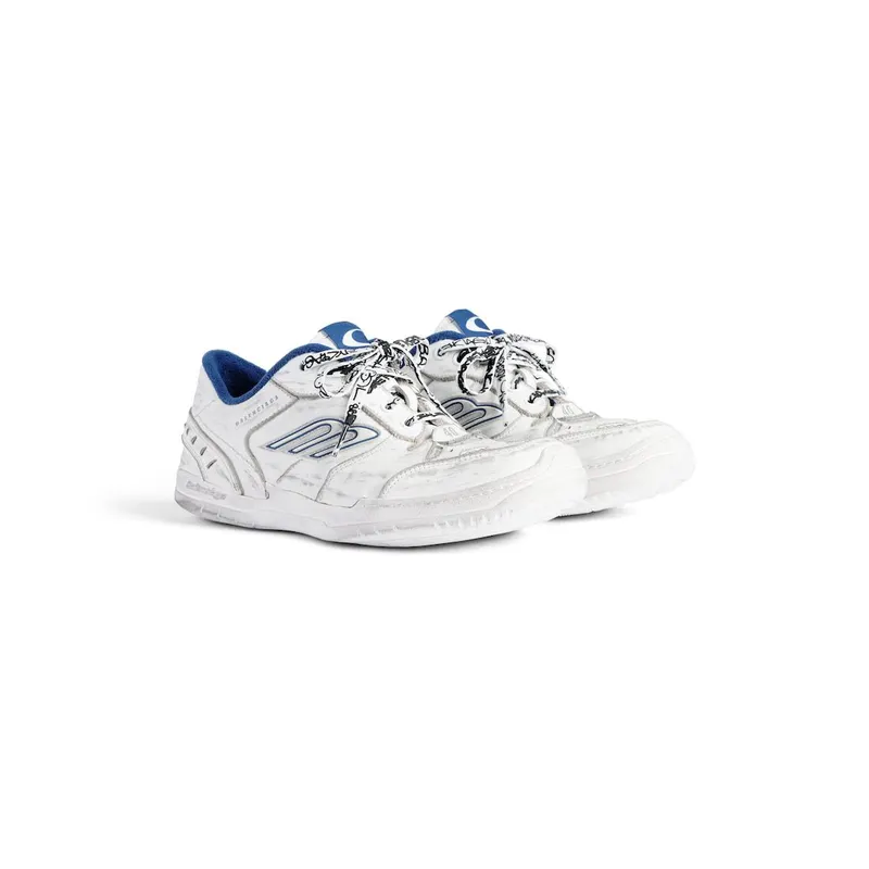 Balenciaga Men’s Hamptons Worn-out Sneaker In White / Dark Blue / Grey White / Dark Blue / Grey (841765WCURB9141)