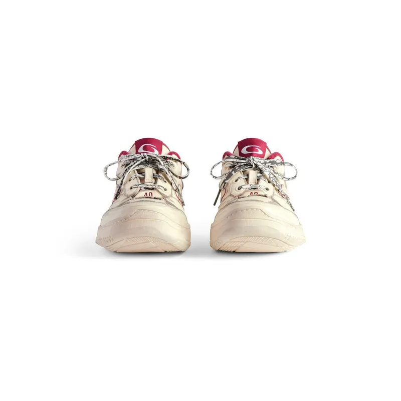 Balenciaga Men’s Hamptons Medium Worn-out Sneaker In Off White / Red Off White / Red (841765WCURS9960)