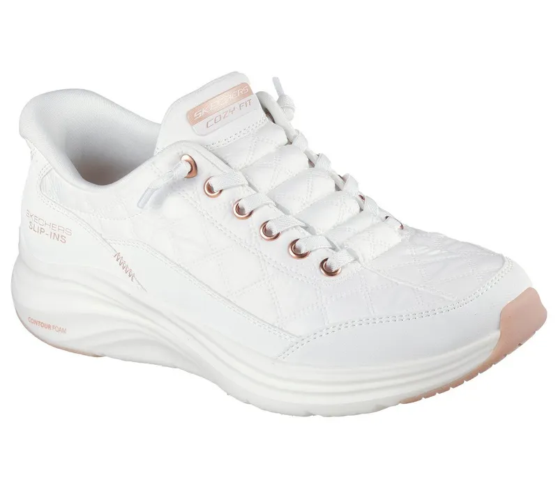Skechers Skechers Slip-ins: Contour Foam – Cozy Fit Golden Hour – Wit / Roos Goud (150413-WTRG)