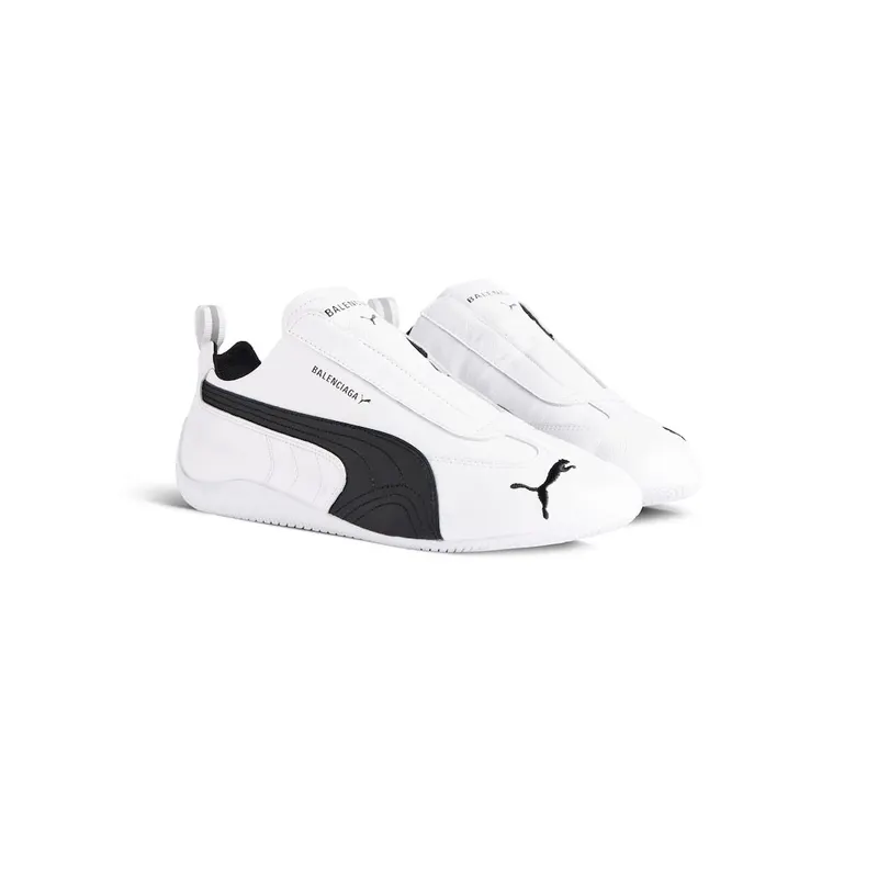 Balenciaga Men’s Speedcat Leather Balenciaga In White / Black White / Black (847148WSDSB9010)
