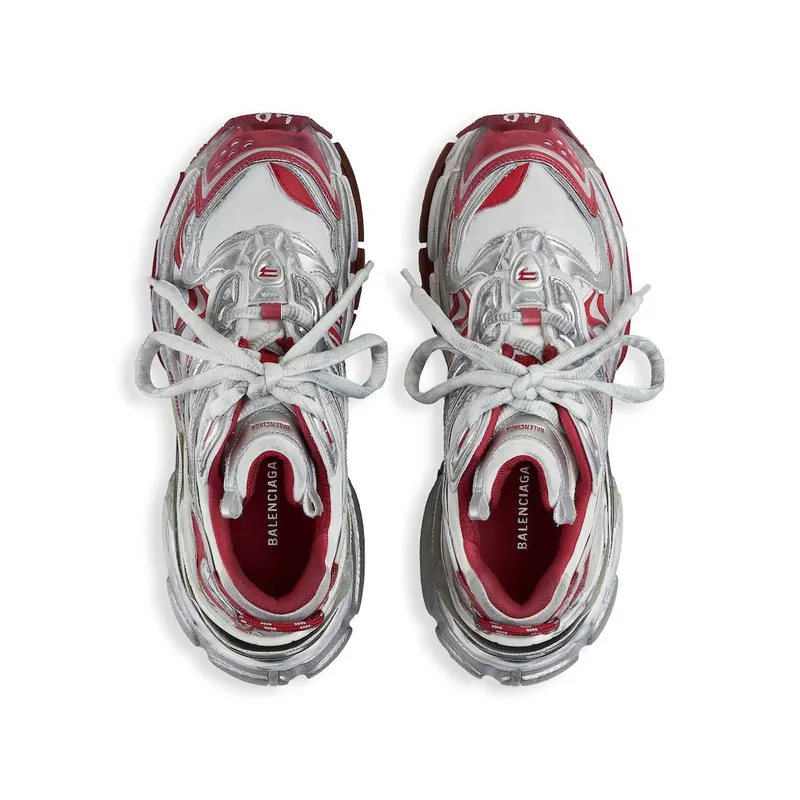 Balenciaga Men’s Runner 2.0 Sneaker In Off White / Red / Brown Off White / Red / Brown (779066WRNNY9620)