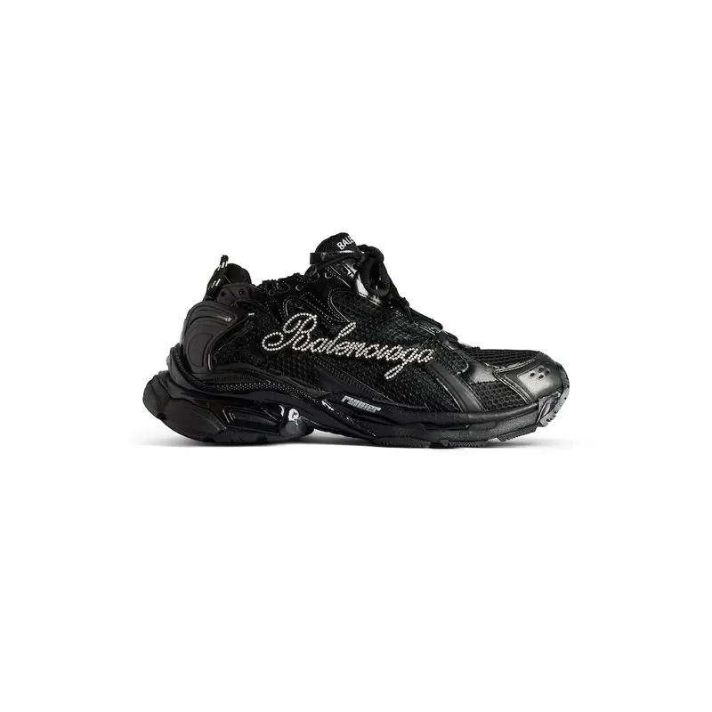 Balenciaga Women’s Runner Sneaker With Rhinestones In Black Black (656063WRNU81081)