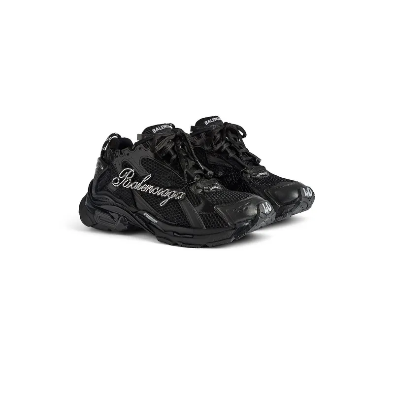 Balenciaga Women’s Runner Sneaker With Rhinestones In Black Black (656063WRNU81081)