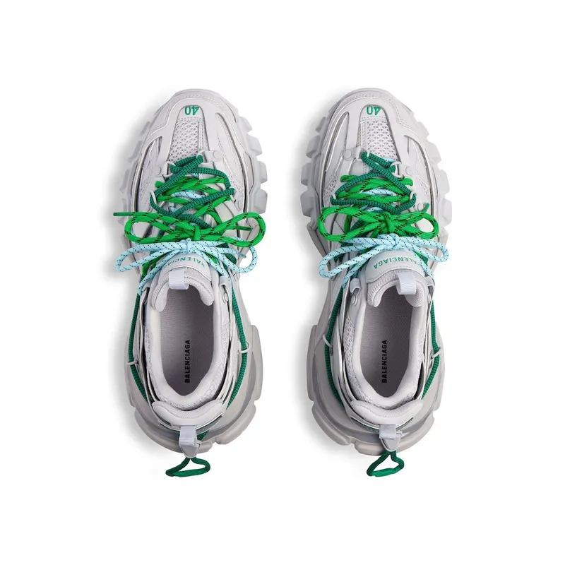 Balenciaga Men’s Track Trail Laces Sneaker In Grey / Green / Blue Grey / Green / Blue (800592WTRHK1340)