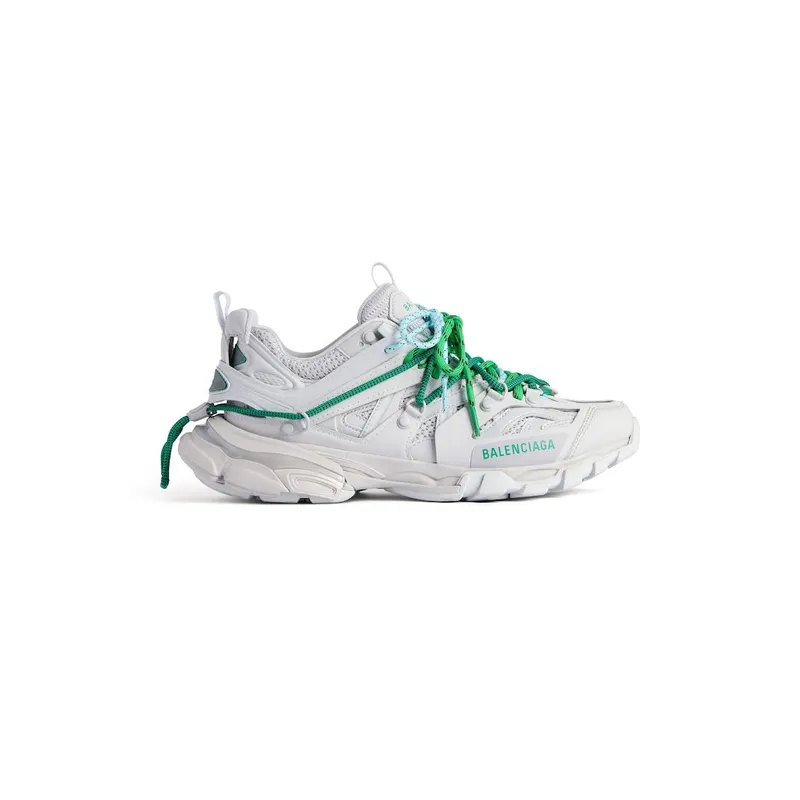 Balenciaga Men’s Track Trail Laces Sneaker In Grey / Green / Blue Grey / Green / Blue (800592WTRHK1340)