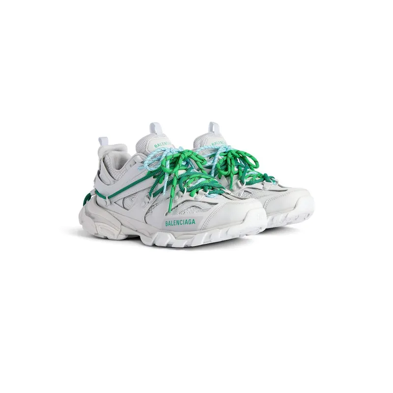 Balenciaga Men’s Track Trail Laces Sneaker In Grey / Green / Blue Grey / Green / Blue (800592WTRHK1340)