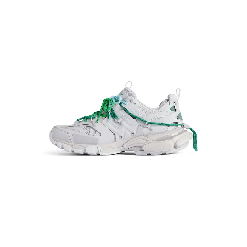 Balenciaga Men’s Track Trail Laces Sneaker In Grey / Green / Blue Grey / Green / Blue (800592WTRHK1340)