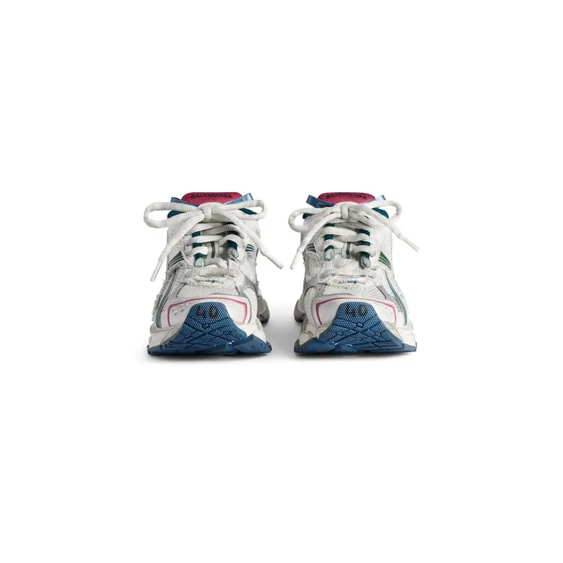 Balenciaga Women’s Runner Sneaker In White / Dark Green / Blue / Pink White / Dark Green / Blue / Pink (772767W3RMU9934)