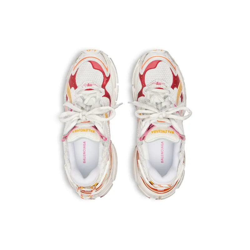 Balenciaga Men’s Runner Sneaker In White / Orange / Pink / Red White / Orange / Pink / Red (772774W3RMU9756)