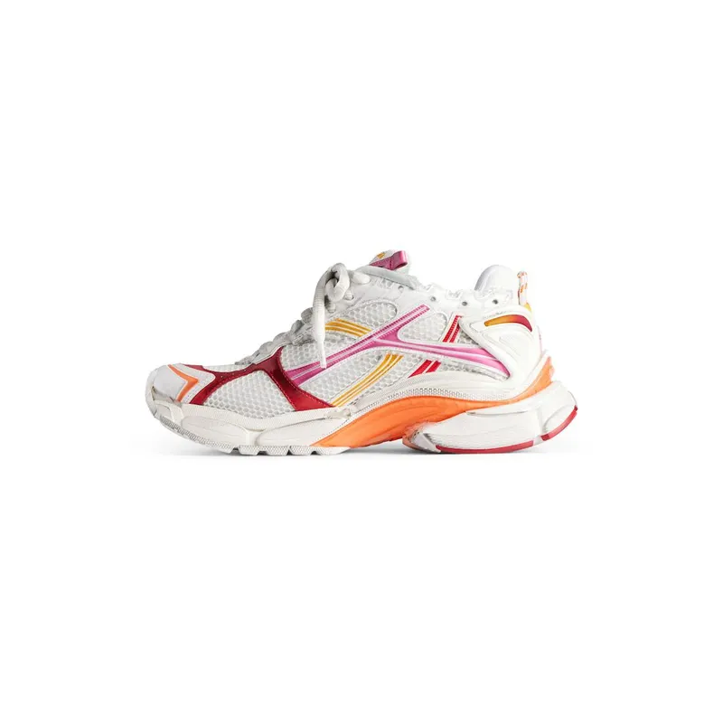 Balenciaga Men’s Runner Sneaker In White / Orange / Pink / Red White / Orange / Pink / Red (772774W3RMU9756)