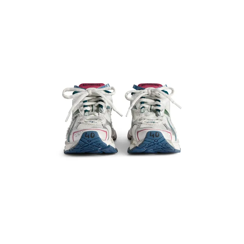 Balenciaga Men’s Runner Sneaker In White / Dark Green / Blue / Pink White / Dark Green / Blue / Pink (772774W3RMU9934)