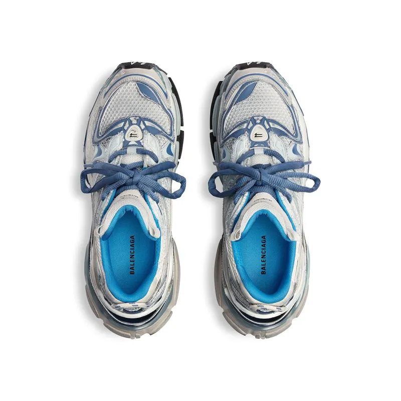 Balenciaga Men’s Runner 2.0 Sneaker In White / Blue / Beige White / Blue / Beige (779066W3RXP9402)