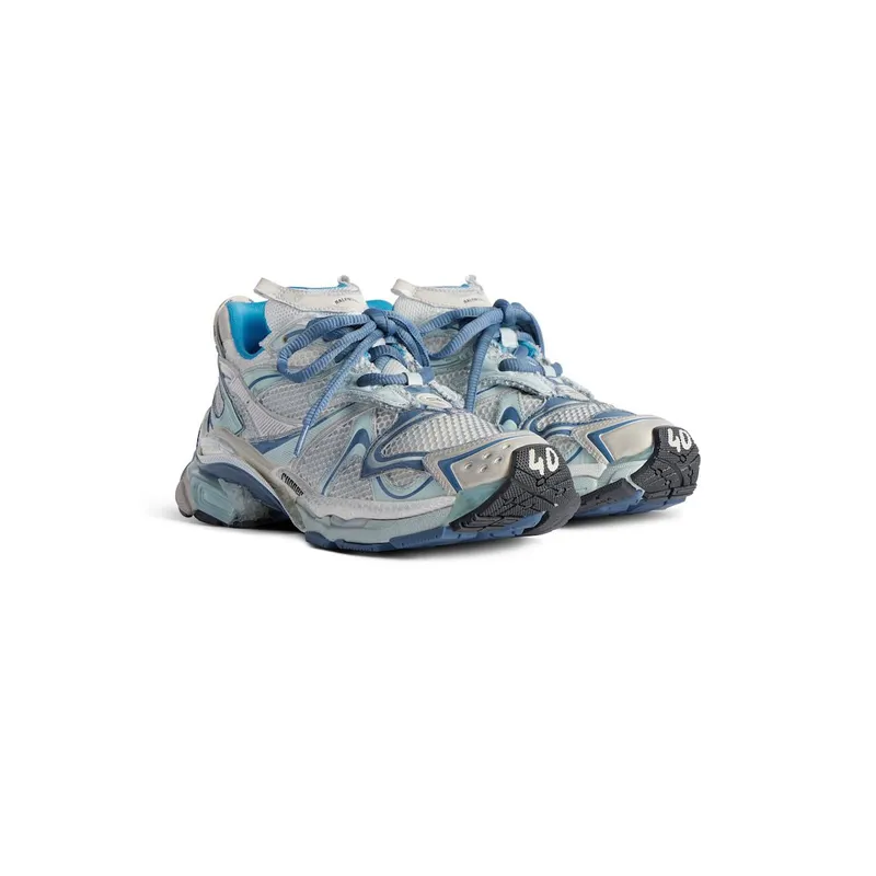 Balenciaga Men’s Runner 2.0 Sneaker In White / Blue / Beige White / Blue / Beige (779066W3RXP9402)