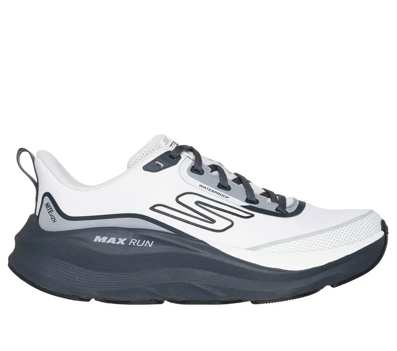 Skechers Waterproof: Max Run – Vorteza – Wit / Houtskool (129203-WCC)