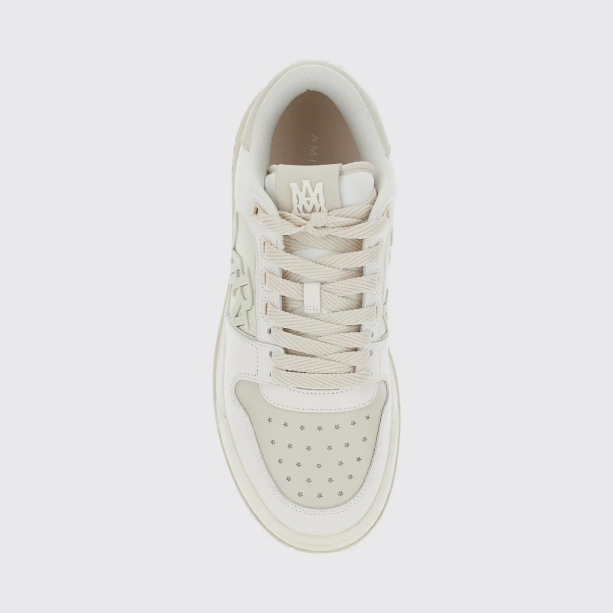 Amiri Ma Quad Calfskin Leather Low-Top Sneakers with Lettering Logo and Perforated Toe White (AMFOSR1101189) (3)