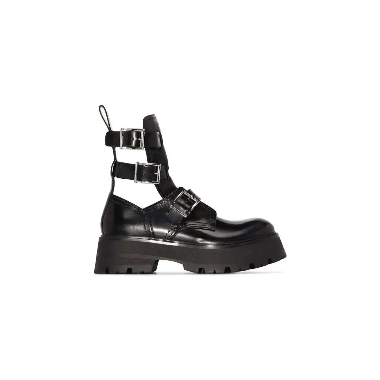 Alexander McQueen Buckled Ankle Boot Black (700078WIC631081)