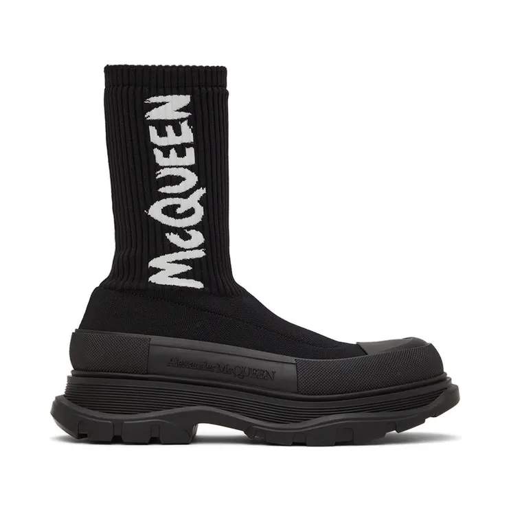 Alexander McQueen Beige Graffiti Knit Tread Slick Sneakers (705671W4TV1)