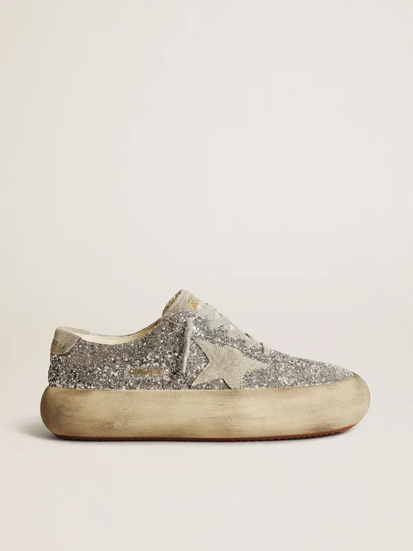 Golden Goose Space-Star In Silver Glitter With Ice-Gray Star (GWF00378.F003309.70136)