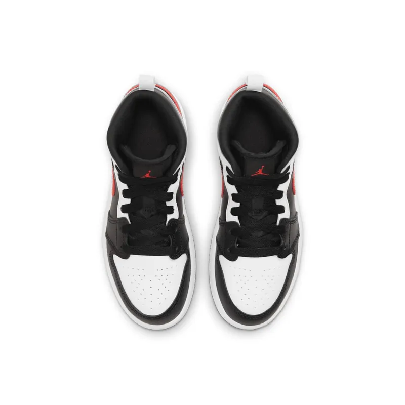 Jordan 1 Mid White Black Chile Red (PS) (640734-075)